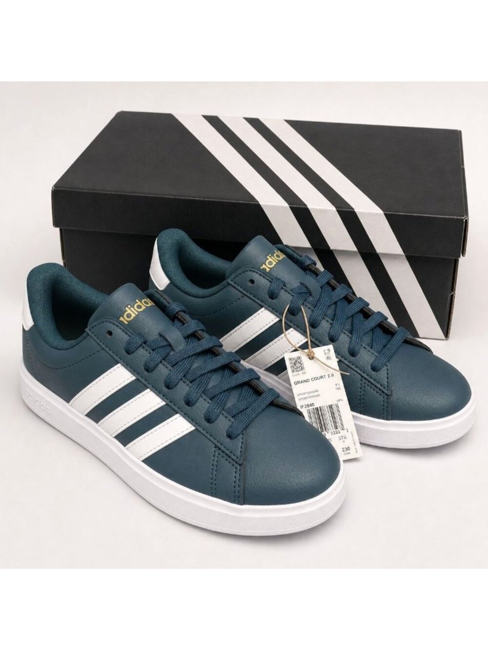 Adidas Womens Grand Court 2.0 IF2840 Arctic Night White Gold Shoes Size 6 NIB